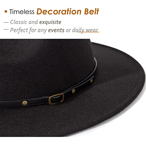 Lisianthus Women Belt Buckle Fedora Hat - color: Black