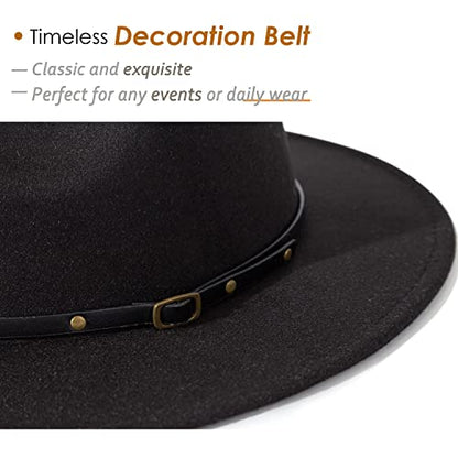 Lisianthus Women Belt Buckle Fedora Hat - color: Black