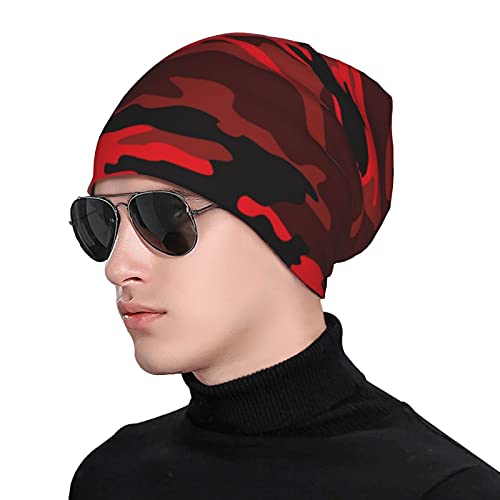 Gamepad Print Slouchy Beanie Skull Caps Chemo Hats Baggy Headwear for Men Women Jogging Cycling - color: Red Camouflage