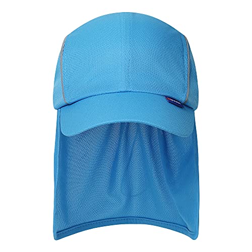 A-SAFETY Mens UV Sun Protection Work Cap Safari Hike Cap with Reflective Neck Flap Fishing Orang Yellow Hat - color: Blue（sun Hat With Neck Shade）