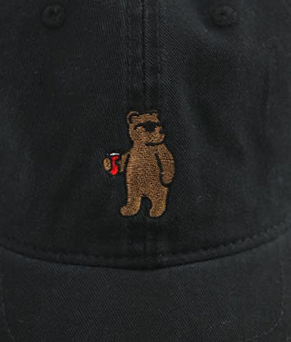 Riot Society Mens Embroidered Adjustable Dad Hat - color: Riot Bear (Black)