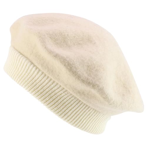 Trendy Apparel Shop Plain Solid French Wool Beret Hat - color: Ivory