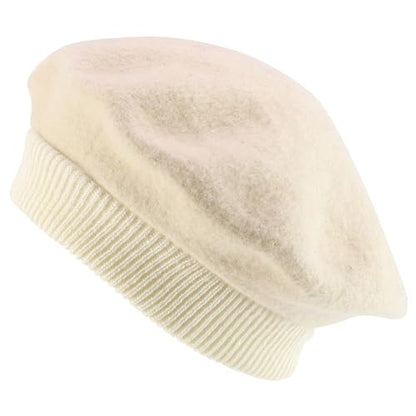 Trendy Apparel Shop Plain Solid French Wool Beret Hat - color: Ivory