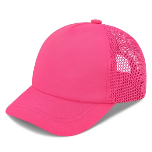 Olreco Baby Baseball Cap Toddler Baseball Hat with Mesh Infant Hat for Baby Boy Hats Toddler Ball Cap Kids Trucker Hats Girls - color: Hot Pink, size: 0-12 Months