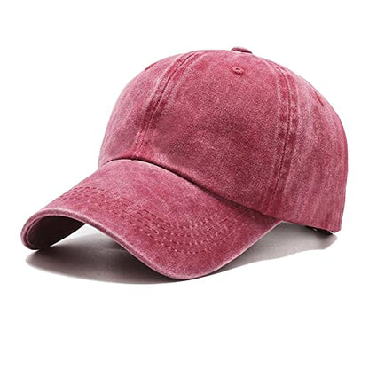 NPJY Baseball Cap Golf Dad Hat Adjustable Original Classic Low Profile Hat - color: Wine Red(washed)