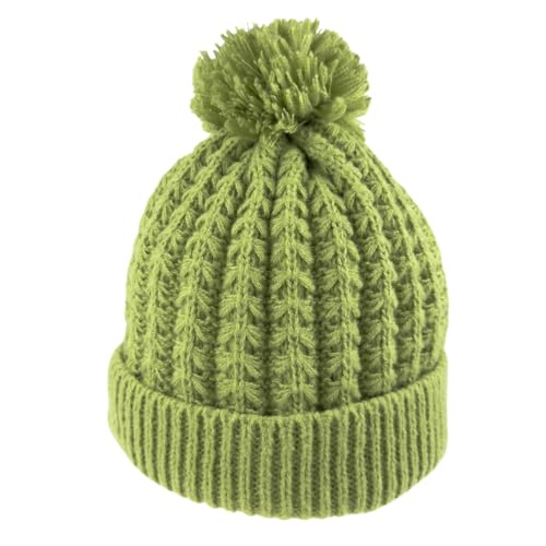 Humble Hilo Knit Hats Beanies for Women Winter Pom Beanie Men or Women Beanies Cable Knit Beanie - color: Fern Pom Pom