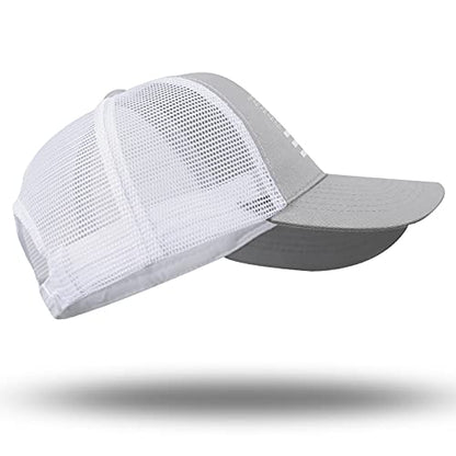 American Flag Trucker Hat - Snapback Hat, Baseball Cap for Men Women - Breathable Mesh Side, Adjustable Fit - for Casual Wear - color: Gray/White