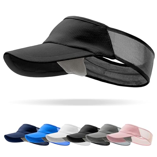 vidsel Sport Sun-Visor Hat Men Women, Summer UV Protection Stretchy Visor - color: Black