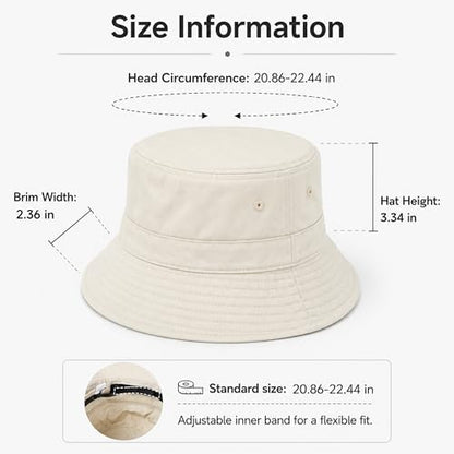 Cotton Bucket Hat Packable Beach Sun Hat for Women Men - color: Coffee+milkcoffee