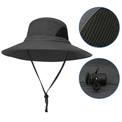 YR.Lover.Outdoor Boonie Men and Women's Hat Sun Protection Waterproof Cap for Safari Fishing Hunting Bucket Hat - color: Navy Blue
