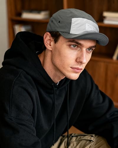 Clakllie Quick Dry Short Brim Hats for Men 5 Panel Running Hat Waterproof Baseball Cap Outdoor Hiking Hat Flat Bill Cadet Cap - color: Cdus-bssd2567-grey