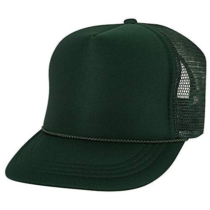 OTTO Polyester Foam Front Youth 5 Panel High Crown Trucker Hat - color: Dk. Green