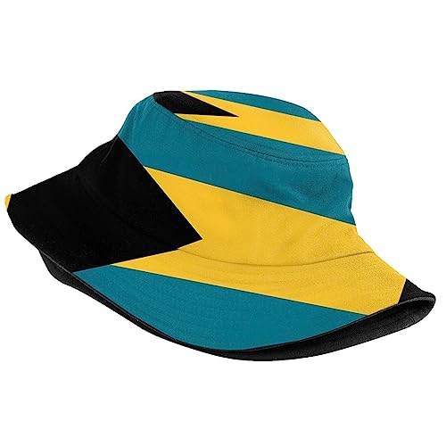Cute Funny Flag Bucket Hat Packable Fashion Sun Cap Outdoor Flag Fisherman Hat for Women Men Boys Girls - color: Bahamas Flag/S010