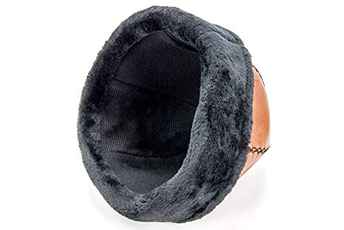 ihvan online Turkish Ottoman Bork Hat, Ertugrul Faux Leather Fur Winter Cap - color: Brown-black / Style-8