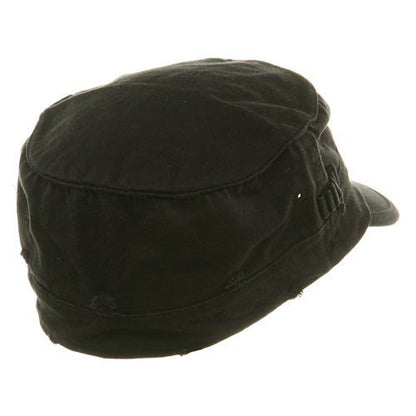 Washed Cotton Fitted Army Cap-Black W32S34E (S/M)