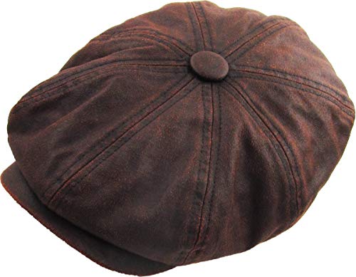 KBETHOS Leather Ascot Made in USA Ivy Collection Classic Newsboy Caps - color: (E) Pu Leather - Copper, size: Small-Medium