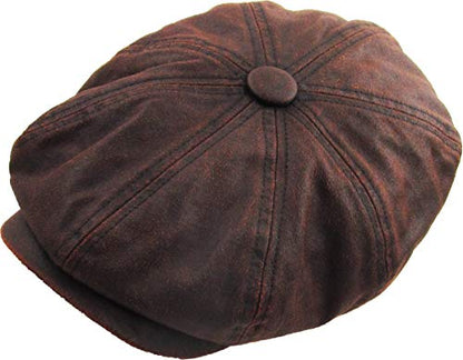 KBETHOS Leather Ascot Made in USA Ivy Collection Classic Newsboy Caps - color: (E) Pu Leather - Copper, size: Small-Medium