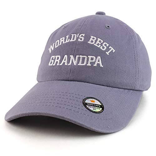 Trendy Apparel Shop World's Best Grandpa Embroidered Low Profile Soft Cotton Dad Hat Cap - color: Grey