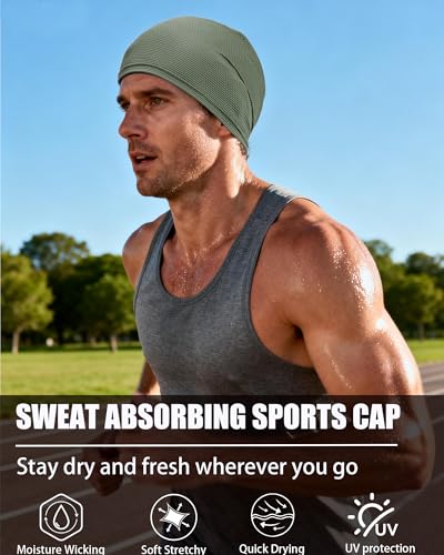 3-Pack Cooling Camo Skull Caps Summer Beanies for Men Women - color: Black+gray+army Green