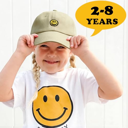 SONMONY Toddler Hat Smile Face Kids Baseball Cap Adjustable Cute Hat 3-12Y - color: Khaki
