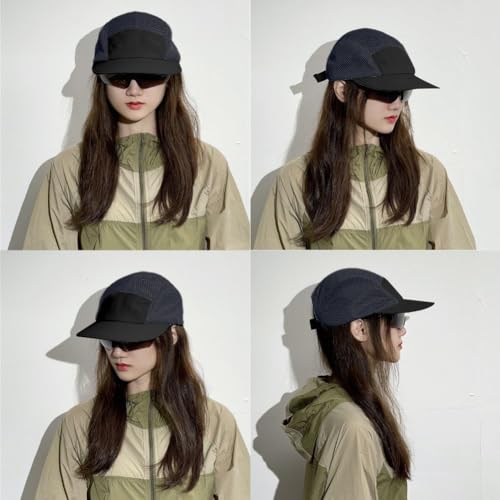 FASHIXD Mesh 5 Panel Runner Hat for Men Flat Brim Quick Dry Running Hat - color: Blue