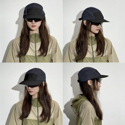 FASHIXD Mesh 5 Panel Runner Hat for Men Flat Brim Quick Dry Running Hat - color: Blue