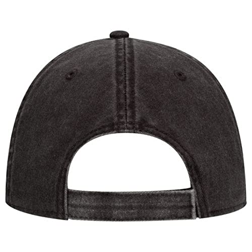Plain Washed Cotton Adjustable 6 Panel Dad Hat Baseball Cap - color: Black