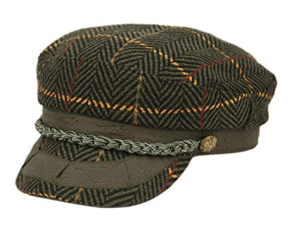 EPOCH Men's Greek Fisherman Sailor Fiddler Winter Wool Driver Hat Flat Cap - color: Cd5034olive, size: Small-Medium