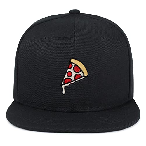 JPAK Pizza Hip-Hop Snapback Hat Embroidered Baseball Cap Foodie - color: 04. Black
