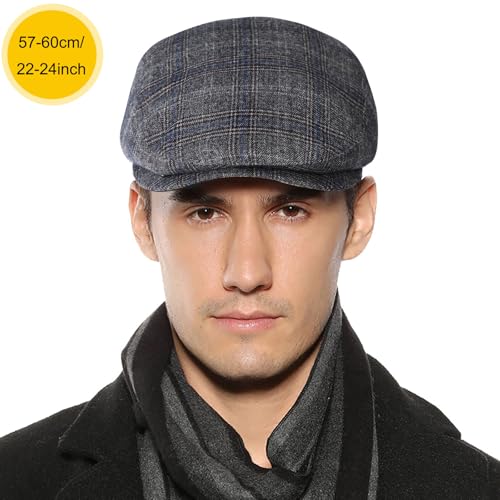 Sumolux Mens Newsboy Hat Flat Cap Gatsby Lvy Irish Hats Driving Cabbie - color: B Grey Plaid