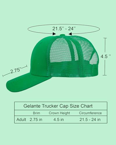 Gelante Mesh Trucker Hat Baseball Cap Structured Front Panel Wholesale LOT 12 Pack - color: Kelly Green