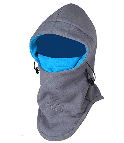 Warm Fleece Balaclava Ski Bike Full Face Mask Neck Warmer Winter Sports Cap - color: Grey+blue