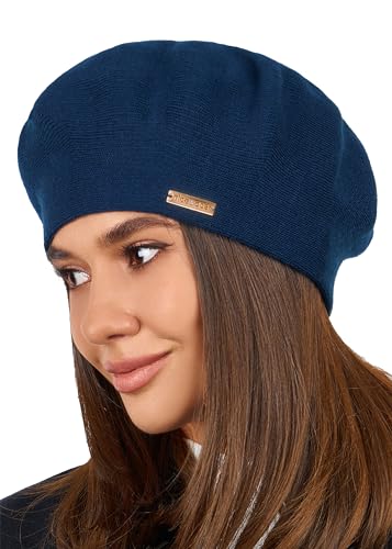 Beret - Warm Lined Wool Angora Knit Berets - French Paris Hat for Women - color: Blue