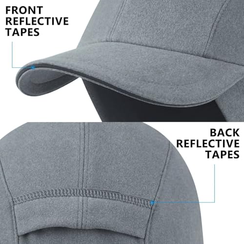 GADIEMKENSD Women's Winter Reflective Fleece Ponytail Hat with Drop Down Ear Warmer - color: Light Gray