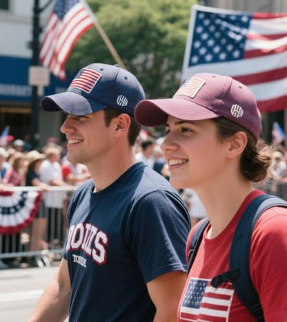 2-Pack USA Flag Hats for Men Baseball American Flag Hats for Men USA Cap USA Tactical Washed for Women - color: Red+nany