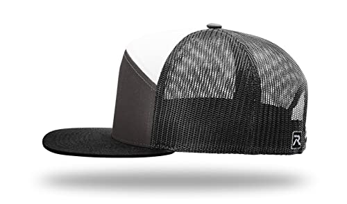 Richardson 168 Hi-Pro 7 Panel Adjustable Snapback Trucker Mesh Back Cap - color: Charcoal/Black/White