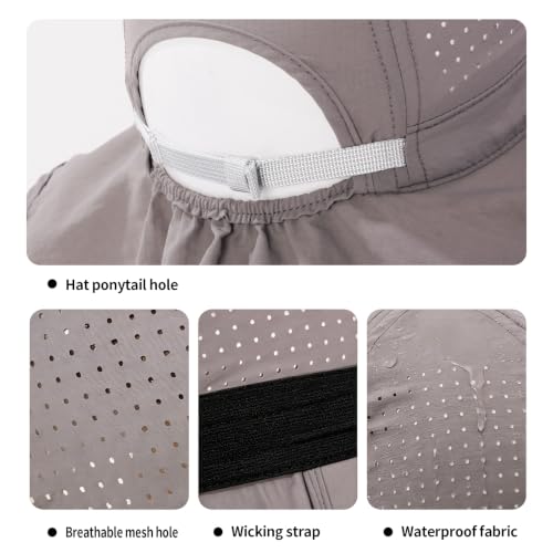 Sun Hats for Men Women with Neck Flap UPF 50+ UV Protection Wide Brim Bucket Hat Safari Hiking Fishing Hats - color: Navy