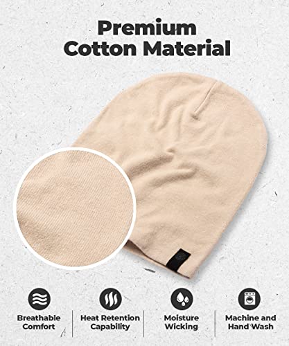 Warm Slouchy Beanie Hat - Deliciously Soft Daily Beanie in Fine Knit - color: Beige
