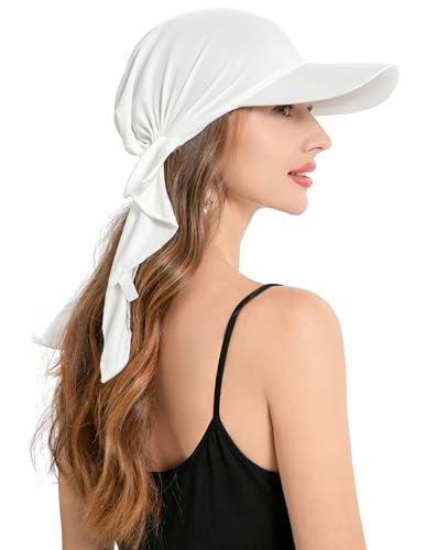 ZLYC Chemo Headwear for Women Brim Visor Head Scarf Pre Tied Headwraps Lightweight Skull Cap - color: Solid White