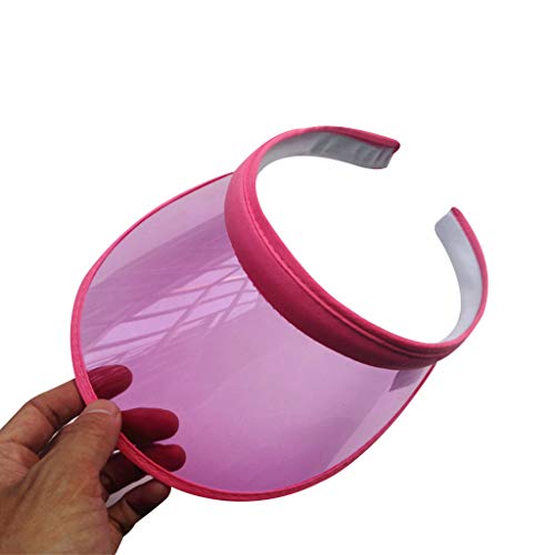 Sun Hat Unisex Summer Candy Color UV for Open Top for Sun Visor Hat Transparent PVC Plastic Wide Brim Clip-On Sport B - color: Pink