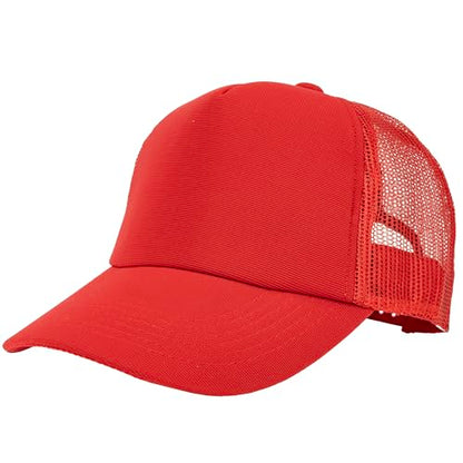 Gelante Polyester Foam Front, Mesh Back 5 Panel Sublimation Trucker Baseball Cap Snapback Hat - color: Red