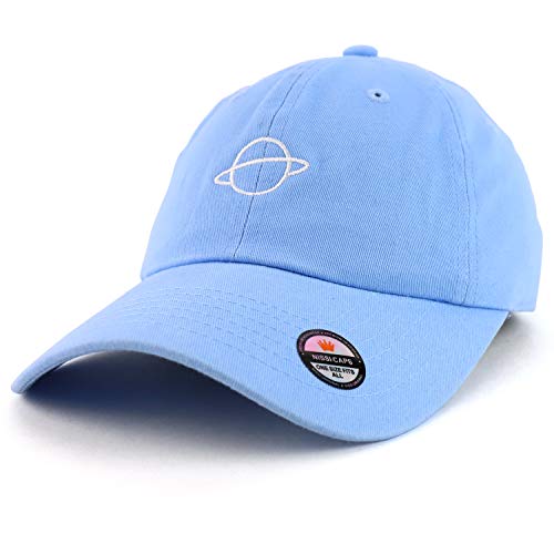 Trendy Apparel Shop Planet Embroidered Low Profile Soft Cotton Dad Hat Cap - color: Sky