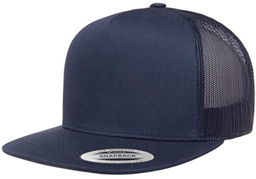 Yupoong 5-Panel YP Classic Trucker Cap | High Profile Flat Visor Snapback - color: Navy