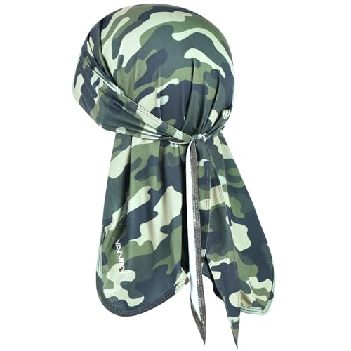 YANIKY Bandanas Skull Caps for Men, Do Rag Women Breathable Helmet Liner - color: Camouflage Military Green