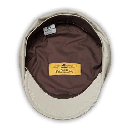 Sterkowski Shelby Paperboy Hat | 100% Softened Cotton Newsboy Cap for Men | 8 Panel Peaky Style - color: Beige/Gray, size: 7