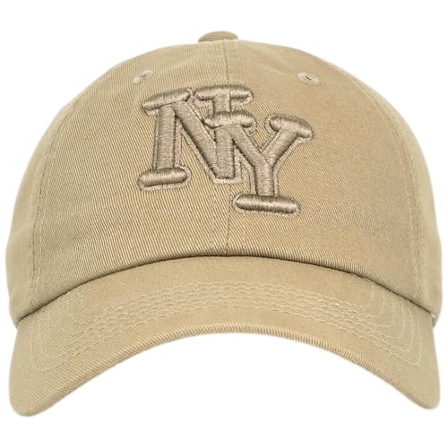 NY 3D Embroidered Dad Hat - New York Baseball Cap - color: Khaki Khaki