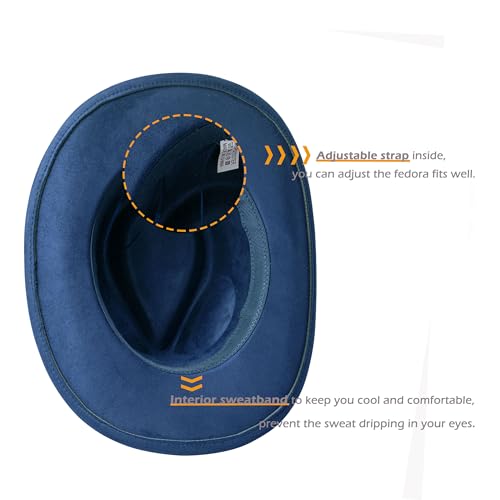 Suede Cowboy Hat for Women & Men Classic Western Hats - color: Navy Blue