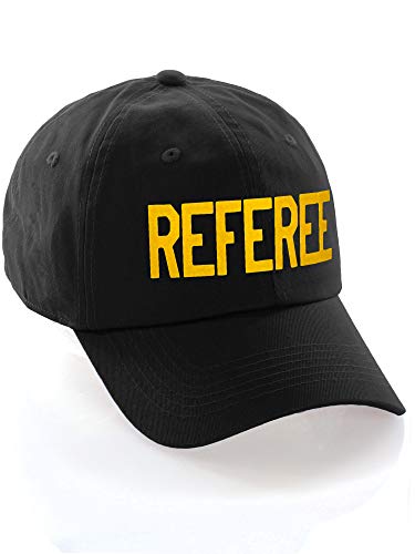 Classic Referee Hat Premium Cotton Low Profile Unstructured Adjustable Strapback - color: Black Gold