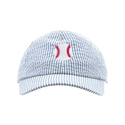 Wee Ones Boys' and Girls' Baseball Caps, Spring and Summer Ready, Stylish and Breathable Kids Hat - color: Blue Seersucker Baseball, style: Toddlers