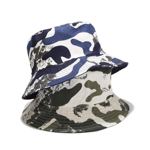 Quanhaigou Reversible Printed Bucket Hat,Summer Beach Outdoor Cap - color: Camo Green